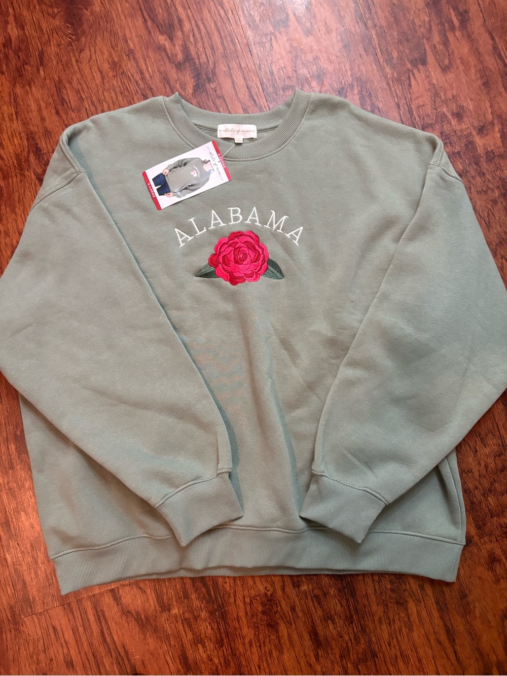 State of Mine Sage Green Alabama Rose Crew Sweatshirt